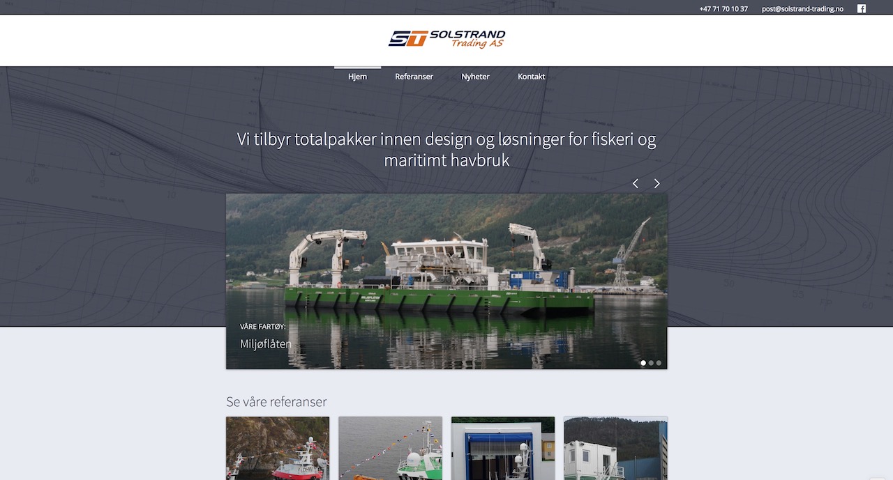 Solstrand Trading har akkurat fått seg nye nettsider fra Knaus! De er en selvstendig og uavhengig skipskonsulent som tilbyr design til maritimt havbruk og fiskeri. Sjekk ut nettsiden på www.solstrand-trading.no.