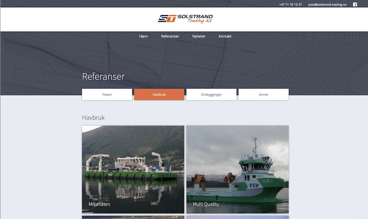 Solstrand Trading har akkurat fått seg nye nettsider fra Knaus! De er en selvstendig og uavhengig skipskonsulent som tilbyr design til maritimt havbruk og fiskeri. Sjekk ut nettsiden på www.solstrand-trading.no.
