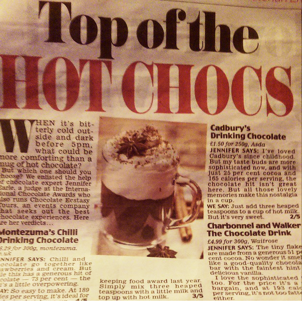 Hot chocolate tasting Jennifer Earle expert