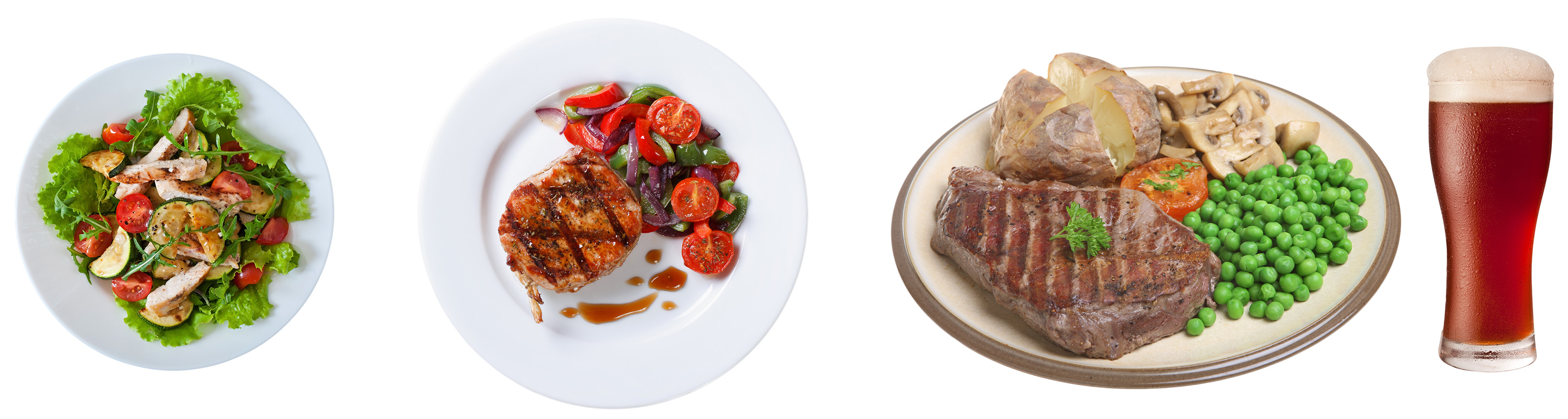 Low, medium, and high-calorie meals