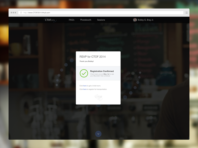 2013 Intuit Internal Conference Registration Flow
