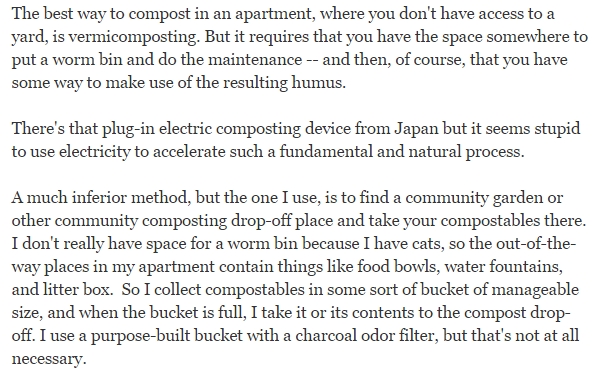 What is the best way to compost in an apartment?