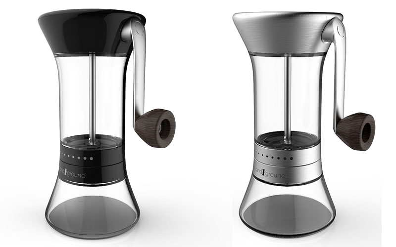 Black and nickel finishs of Handground manual coffee grinder