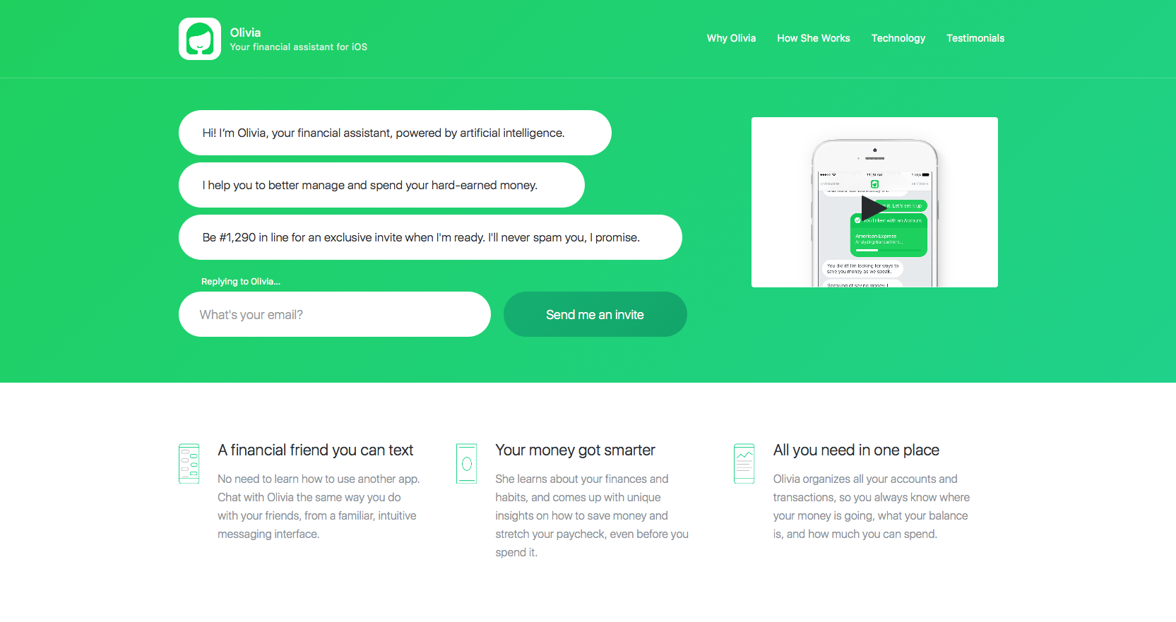Olivia AI website