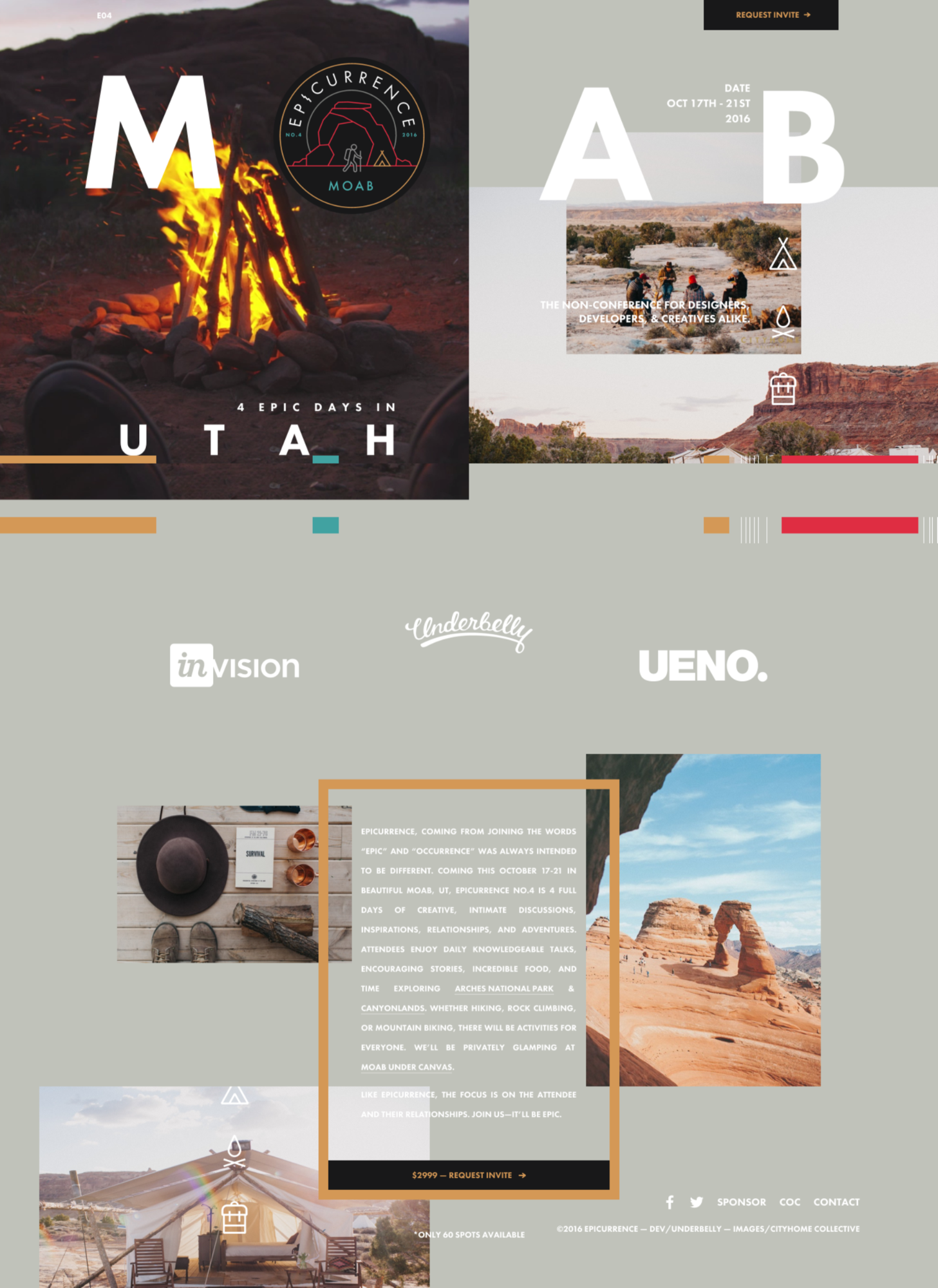 Epicurrence website with broken grid
