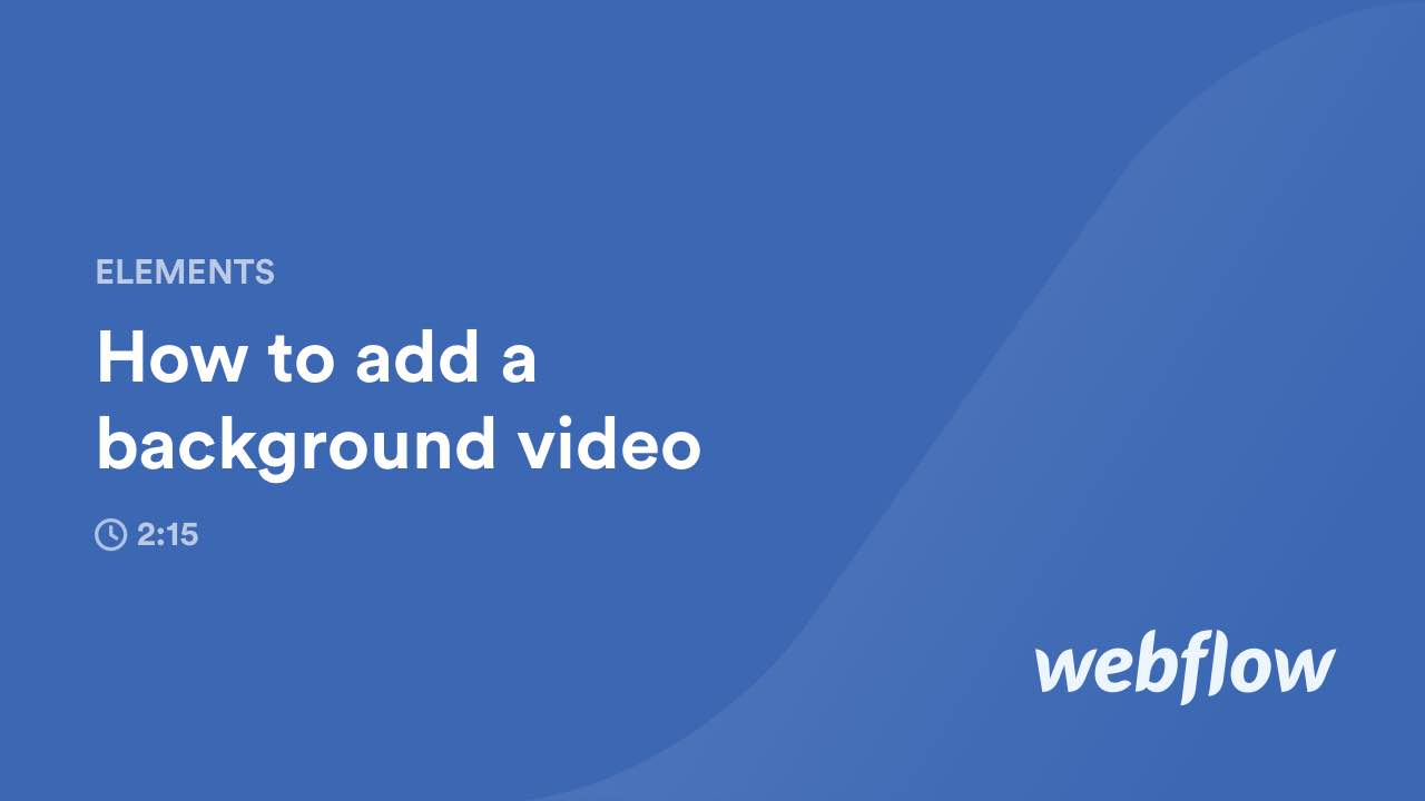 How to add a background video (Video) flow Help