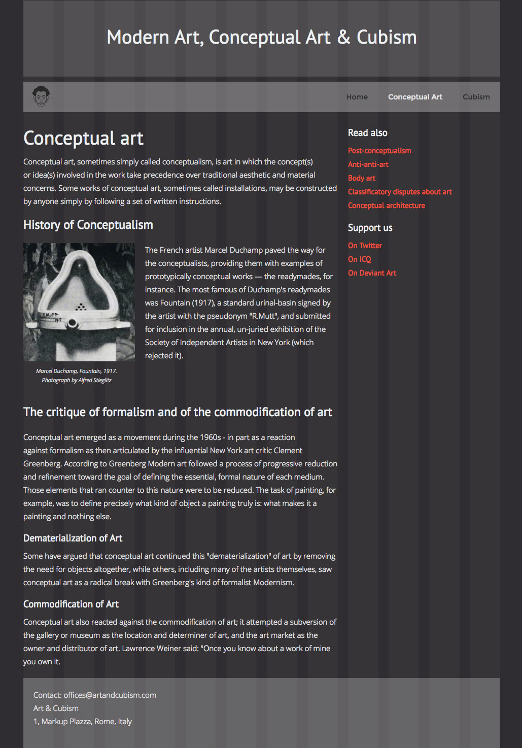 Structure of a common content page