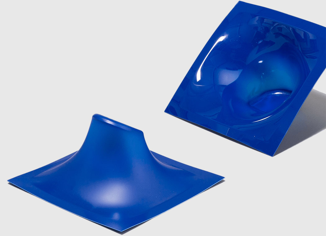 blue plastic shape made with vacuum forming