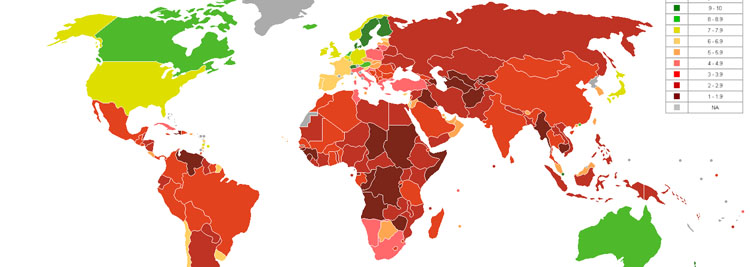world map corruption perception index