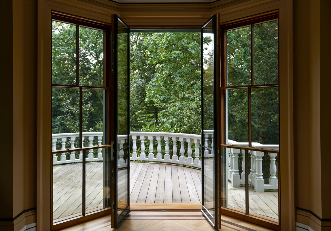 Boston Architects BUTZ + KLUG architecture, Brookline Renovation french doors, tripple-hung windows