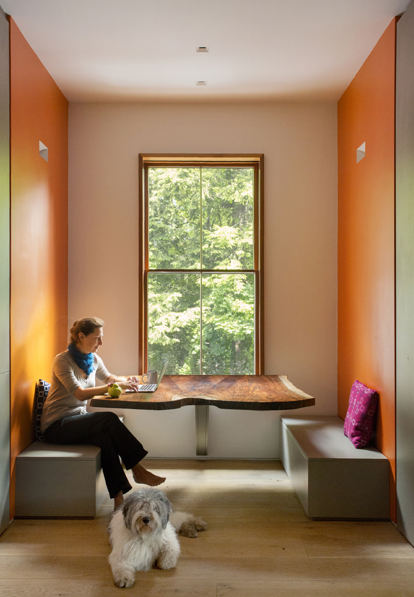 Boston Architects BUTZ + KLUG architecture, Brookline Ren, Brookline Renovation, walnut crotch table