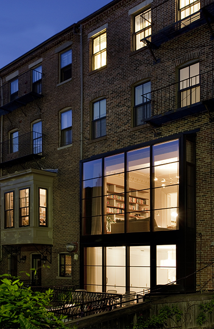Boston Architects BUTZ + KLUG architecture, South End renovation glass back wall
