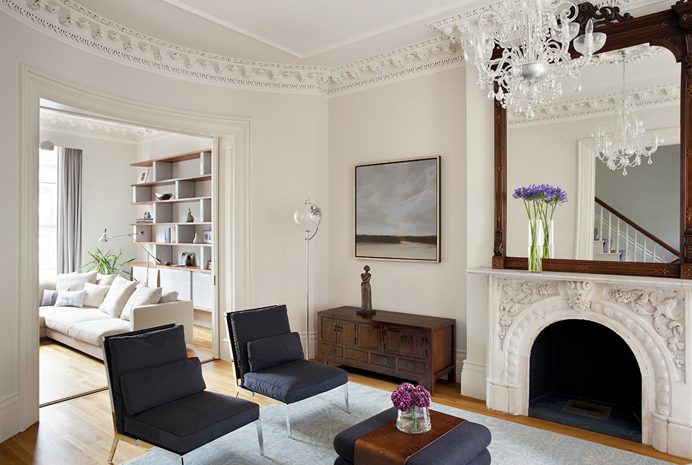 Boston Architects BUTZ + KLUG architecture, South End renovation Interior Front Parlor