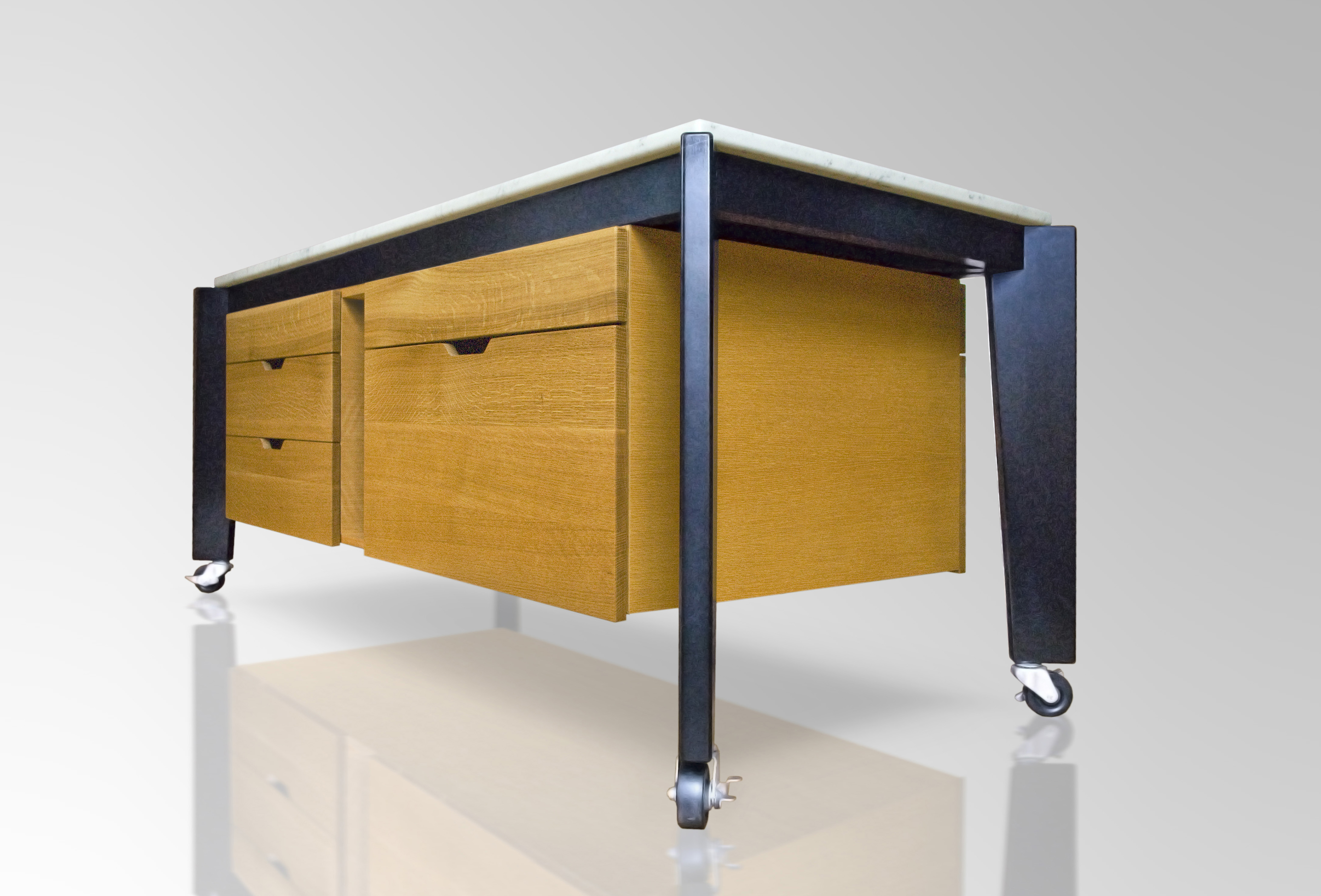 BUTZ + KLUG Architecture, custom furniture, kitchen work table, carrara marble