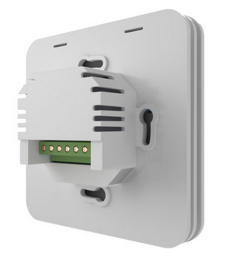 Thermostat plancher chauffant filaire à encastrer présenté de dos