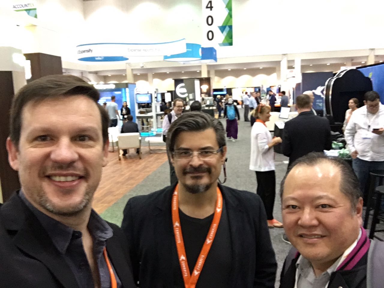 Marcelo Lombardo, Roberto Dias Duarte e Márcio Massao Shimomoto, Presidente do SESCON SP, na Accountex USA 2017