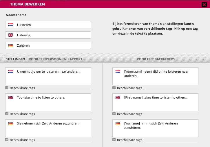 Meertalig 360 graden feedbacksysteem