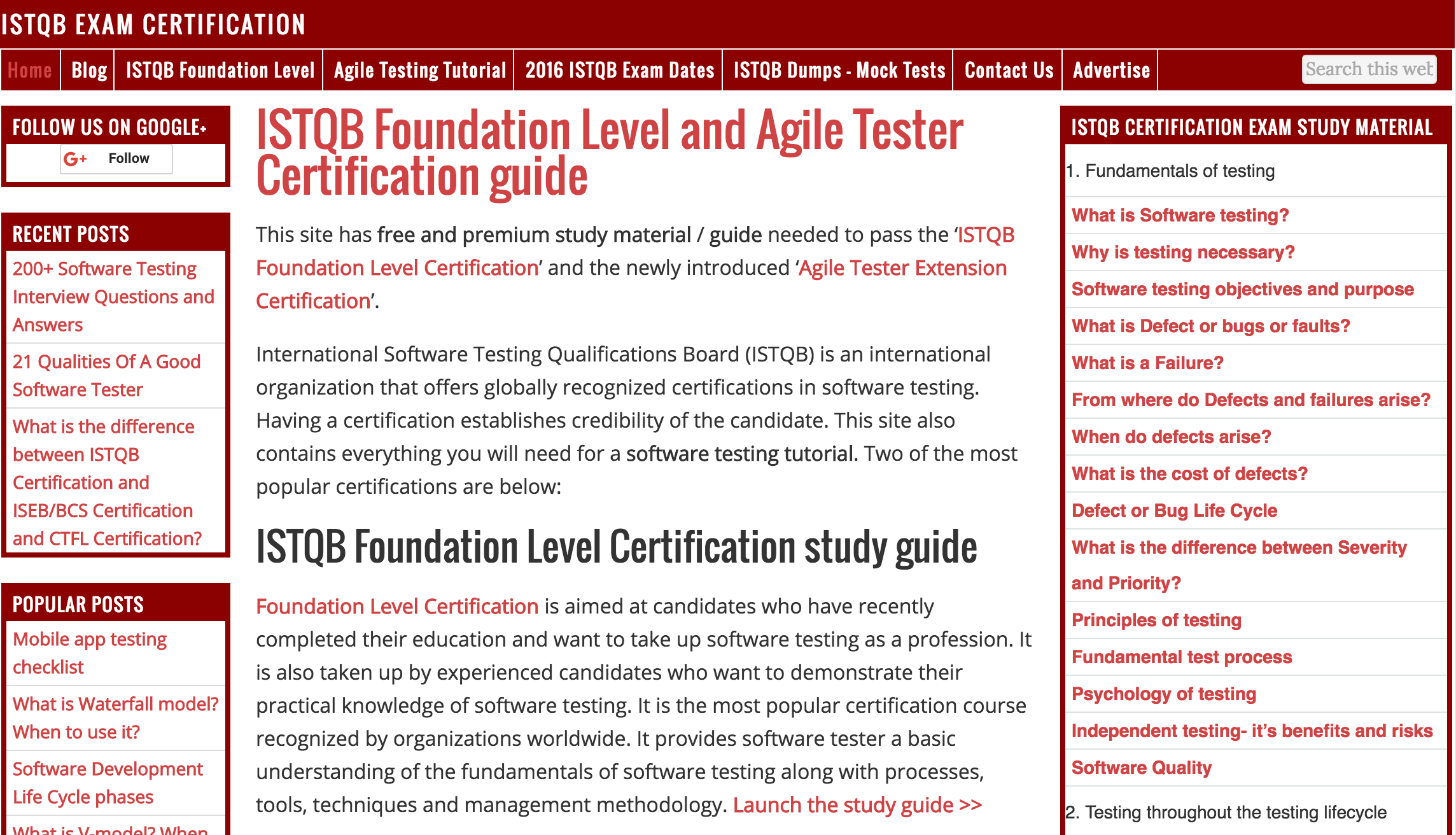 ISTQB Foundation Level and Agile Tester Certification Guide