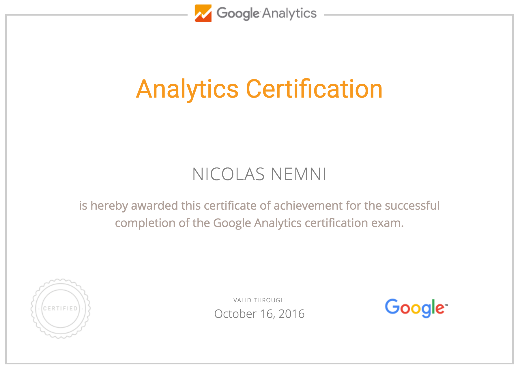 Google Analytics Certification