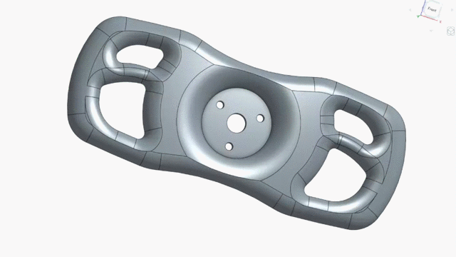 The first pass of the 3D printed steering wheel.