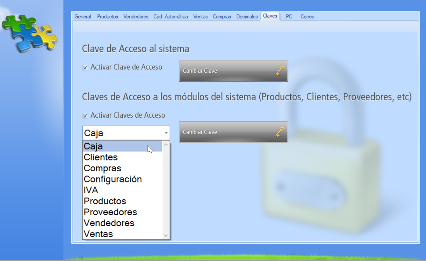 Control de usuarios y Claves de acceso por modulo Como aumentar la