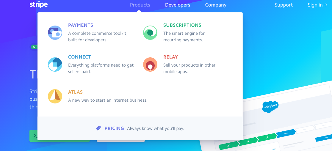 Stripe Product Dropdown Design