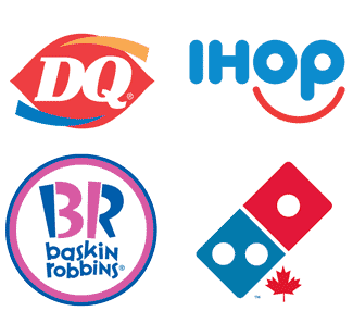 Dairy Queen logo, IHOP logo, Baskin Robbins logo, Dominos logo