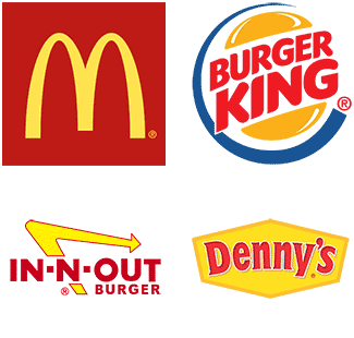 McDonalds logo, Burger King logo, IN-N-OUT Burger logo, Denny's logo