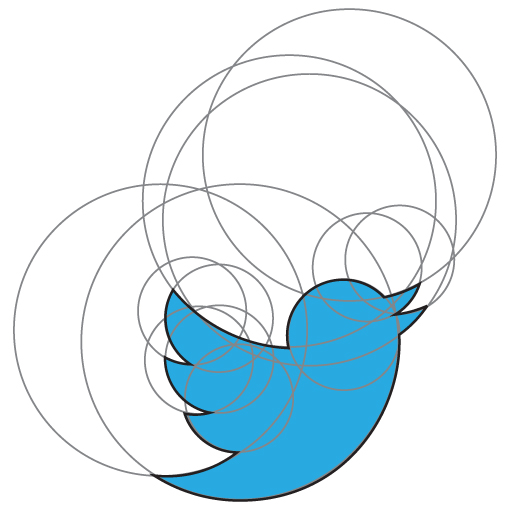 Twitter logo constructed with circles.