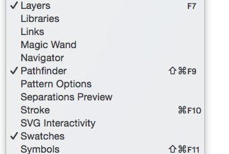 The Pathfinder as found under the Window Menu