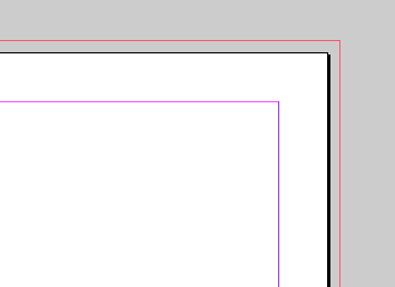 InDesign page showing bleed line and margins