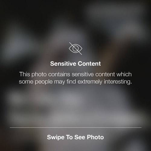Blurred image saying "This photo contains sensitive content which some people may find extremely interesting."