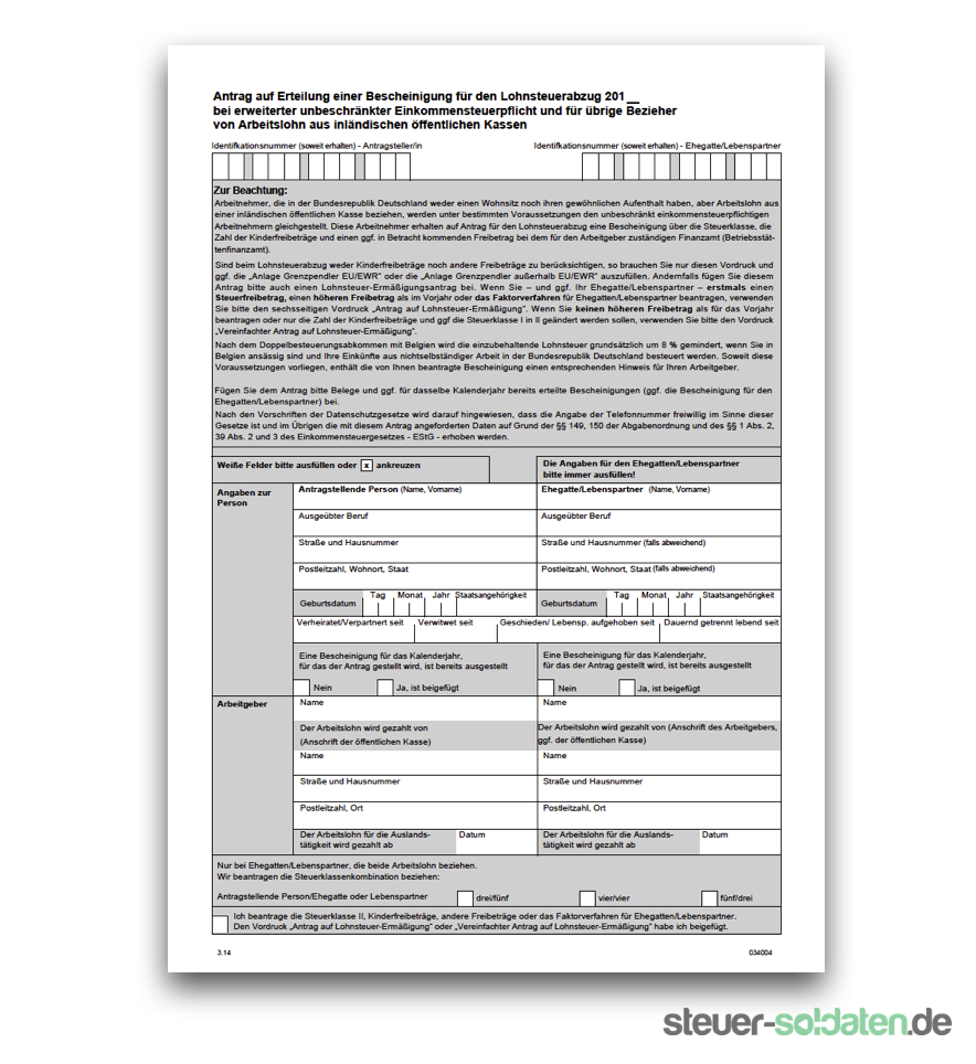 Antrag Auf Ausstellung Einer Bescheinigung Für Den Lohnsteuerabzug Dauerhafte Stationierung im Ausland. Das gilt steuerlich.