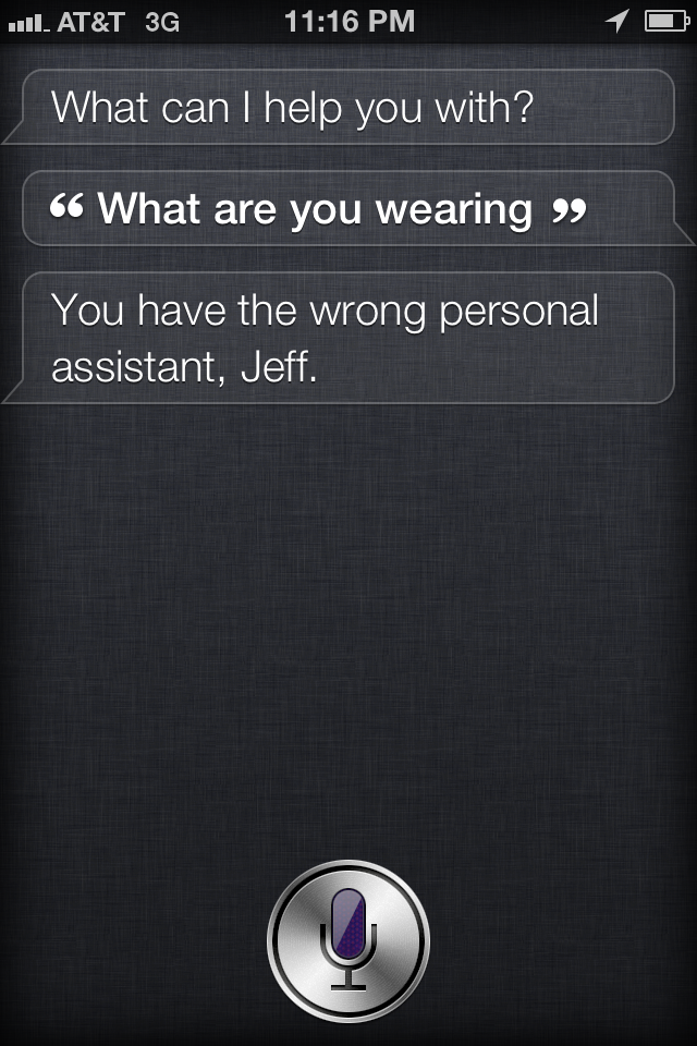 siri being asked what she is wearing