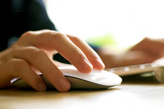 a user clicking on a computer mouse