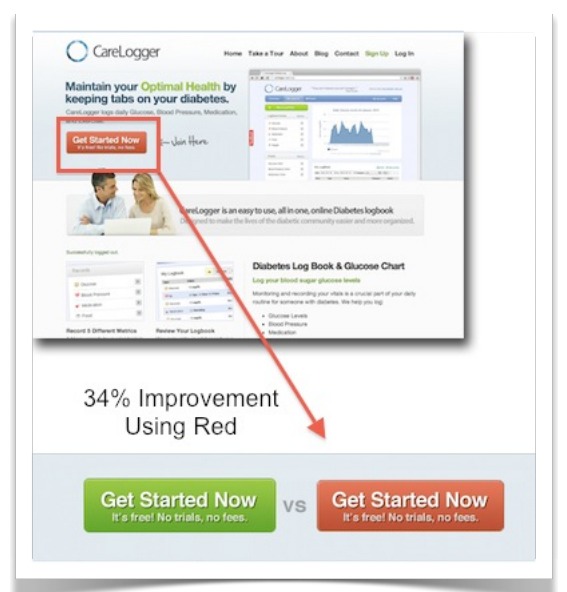 a landing page with an orange call to action button