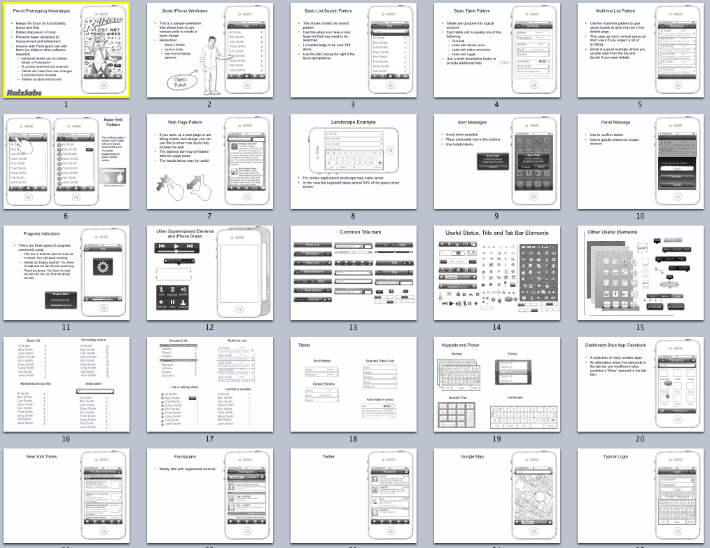 multiple wireframe prototypes
