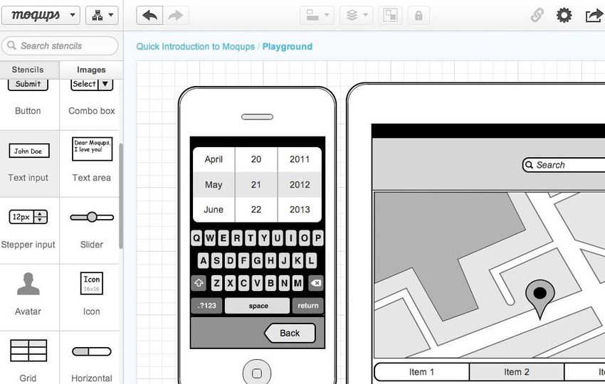iphone wireframe built on moqups