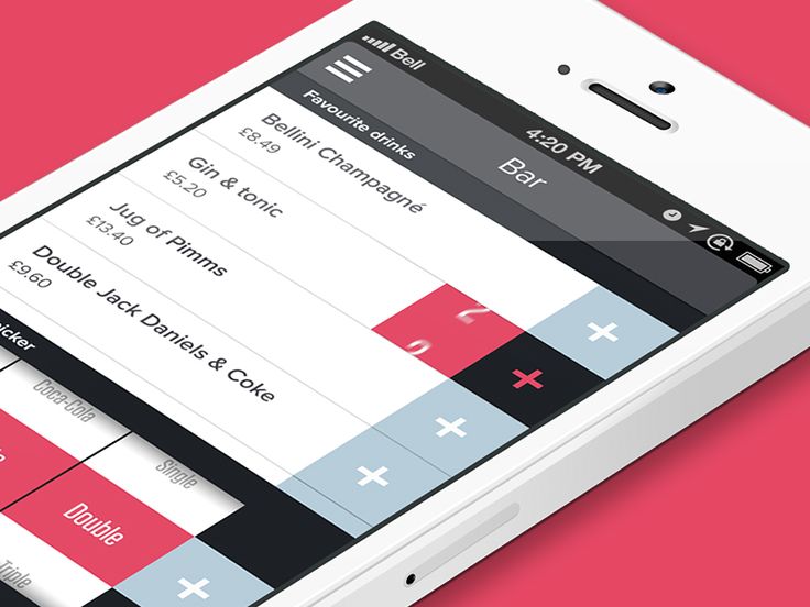 iphone with red and white shades to highlight actions