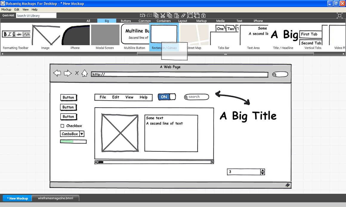 balsamiq wireframe mockup