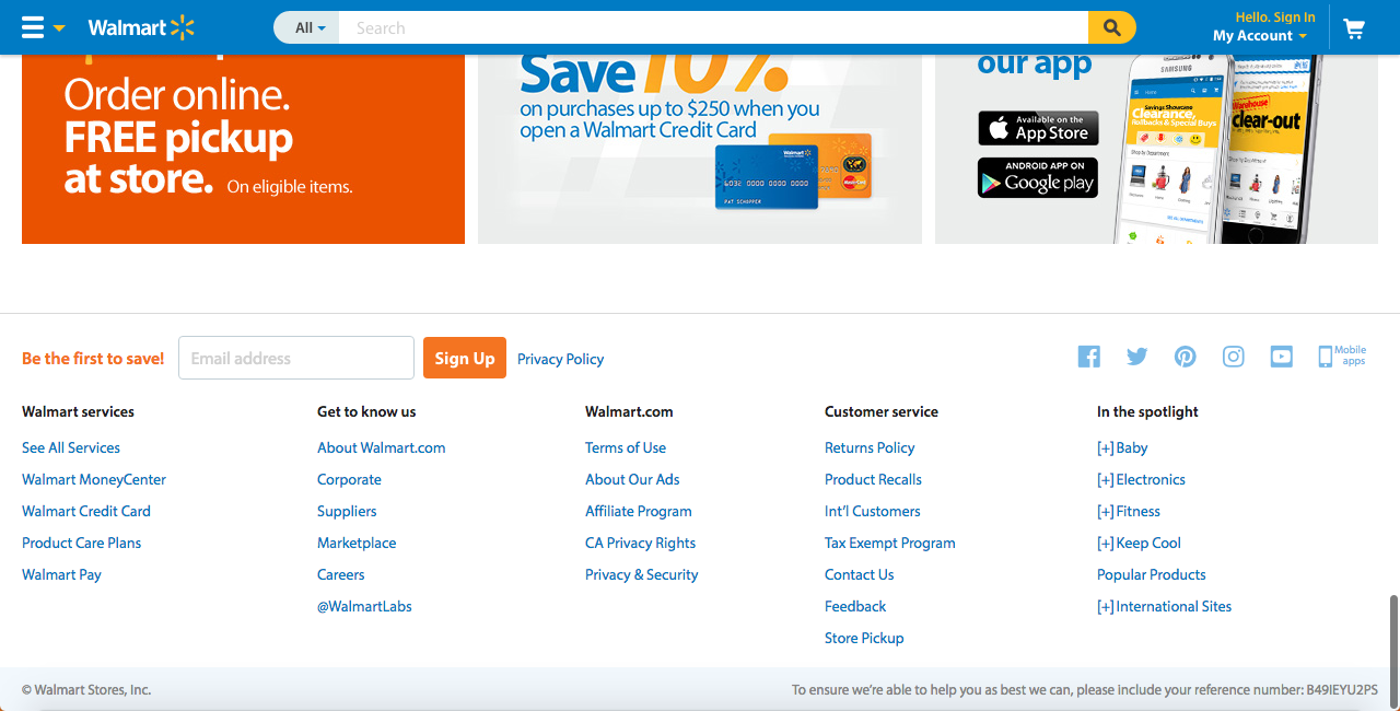 Walmart homepage with subscription button as great user experience