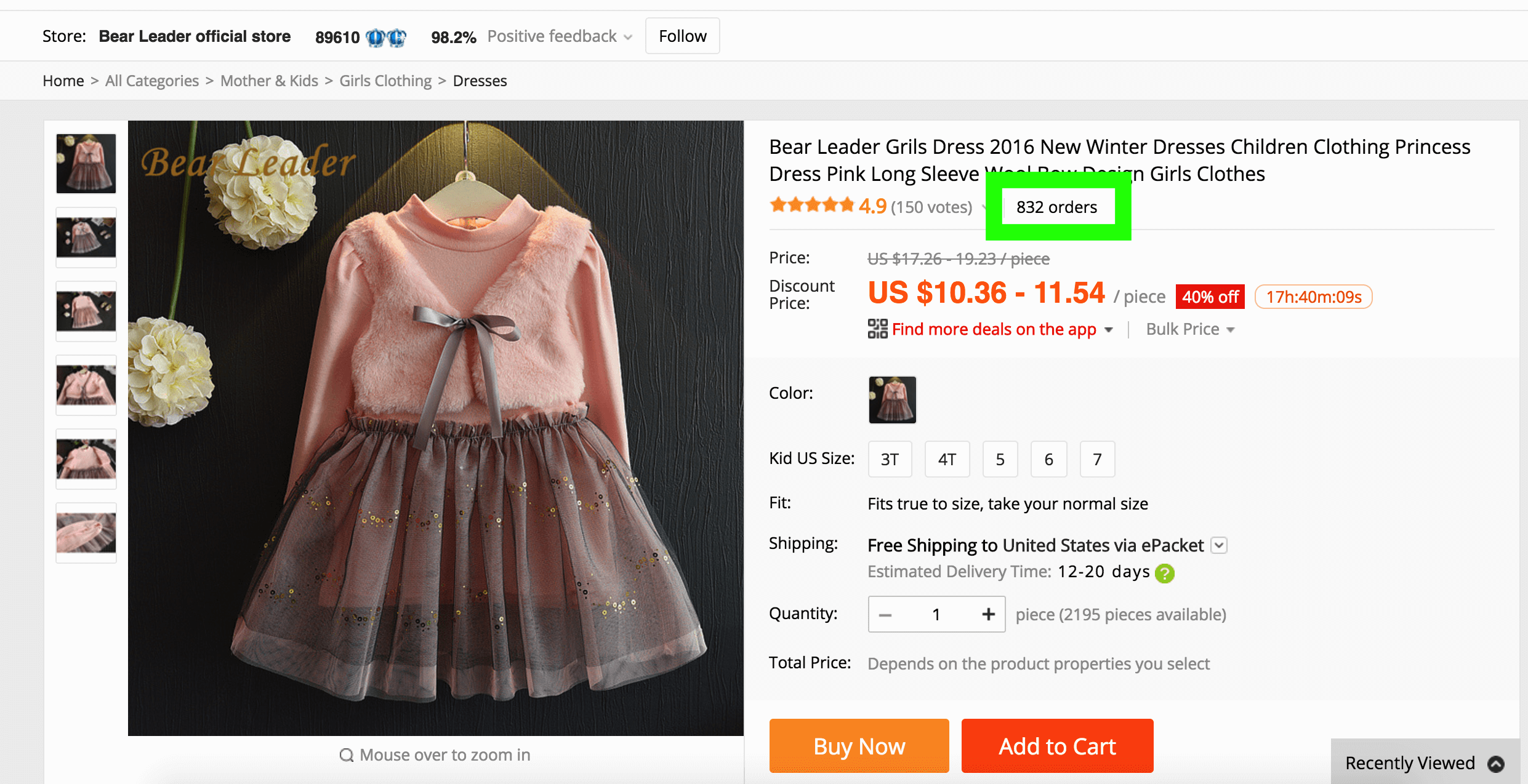 aliexpress product listing overview