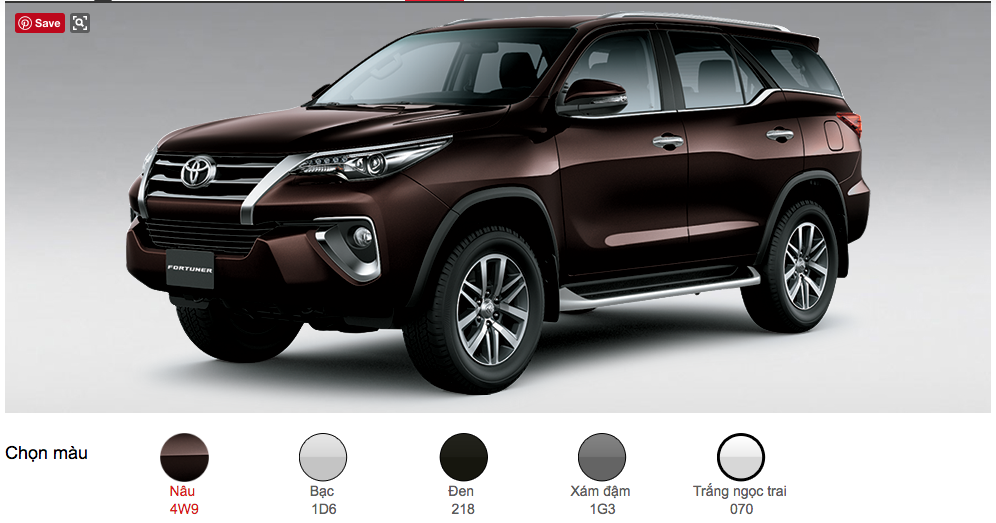 màu sắc xe fortuner máy dầu