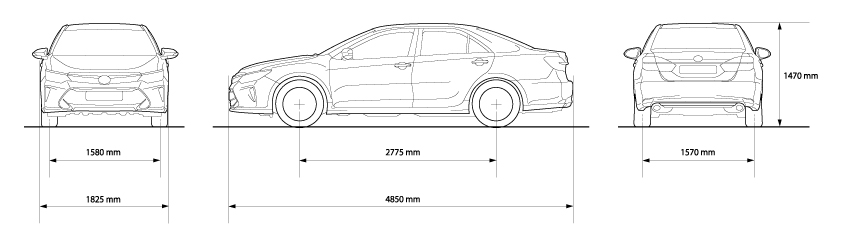 kích thước ban camry 2016