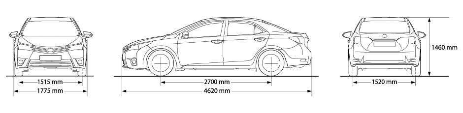 kích thước xe corolla altis 2017 mới