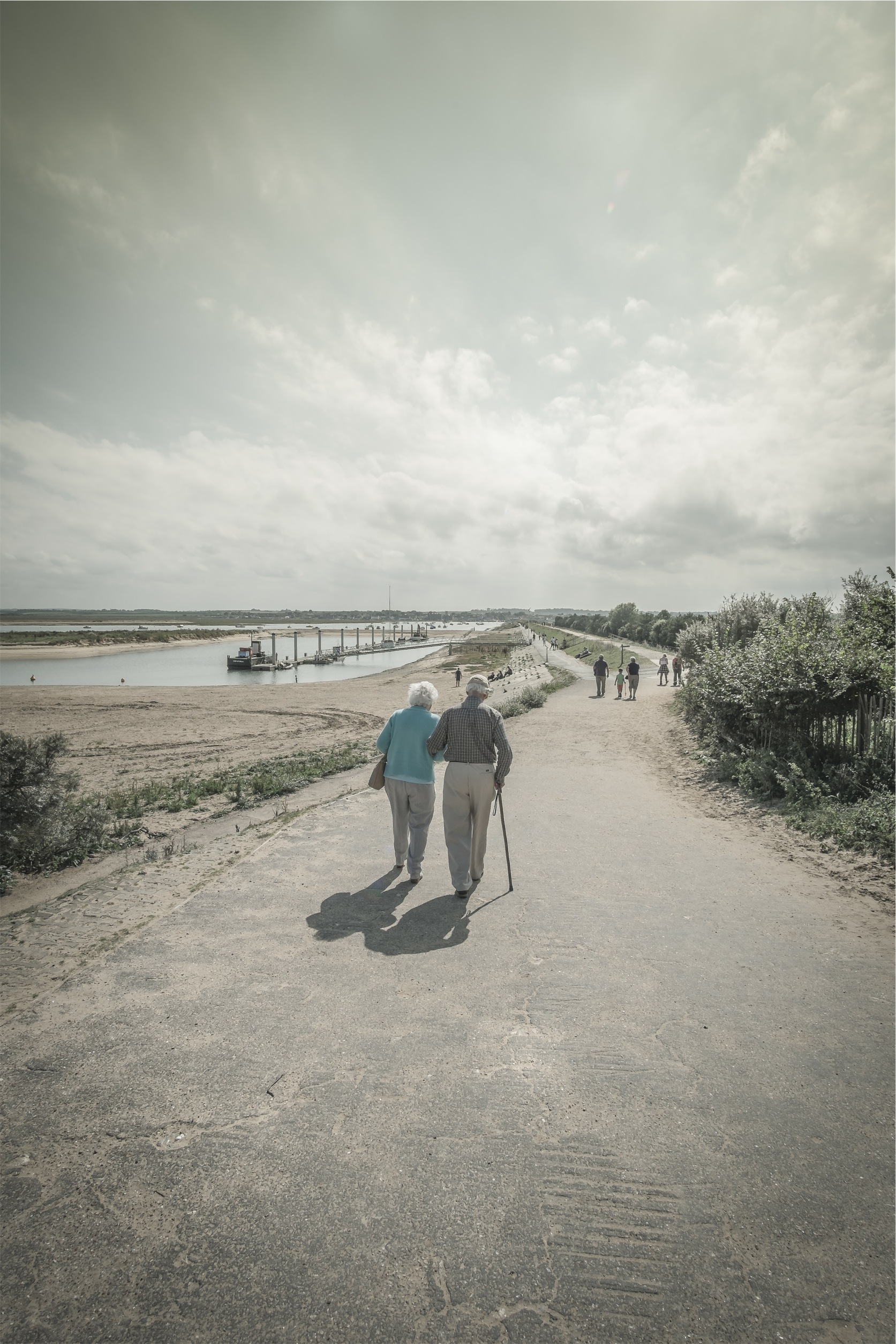 elderly parents walking