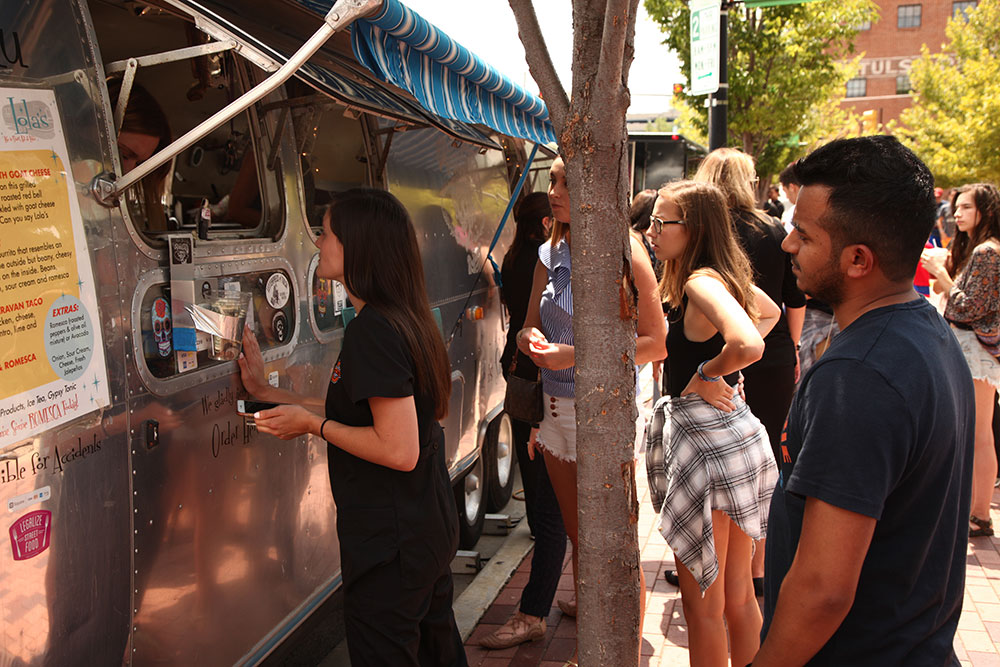 There are 14 regular vendors that bring their trucks to Food Truck Wednesdays, offering American food, Vietnamese, Italian, grilled cheese specials, hot dogs, crepes, gelato, smoothies, doughnuts and more. (Photo: Marc Rains)