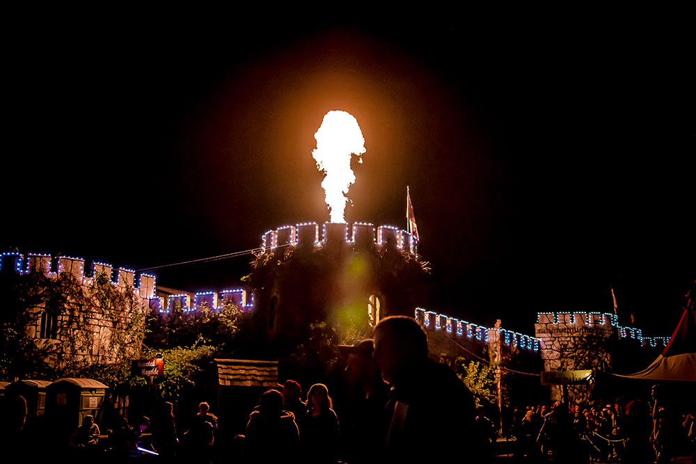 Set on 60 acres of woods, the Castle uses 14 of them as the village section of the festival, and the rest is utilized for haunts.