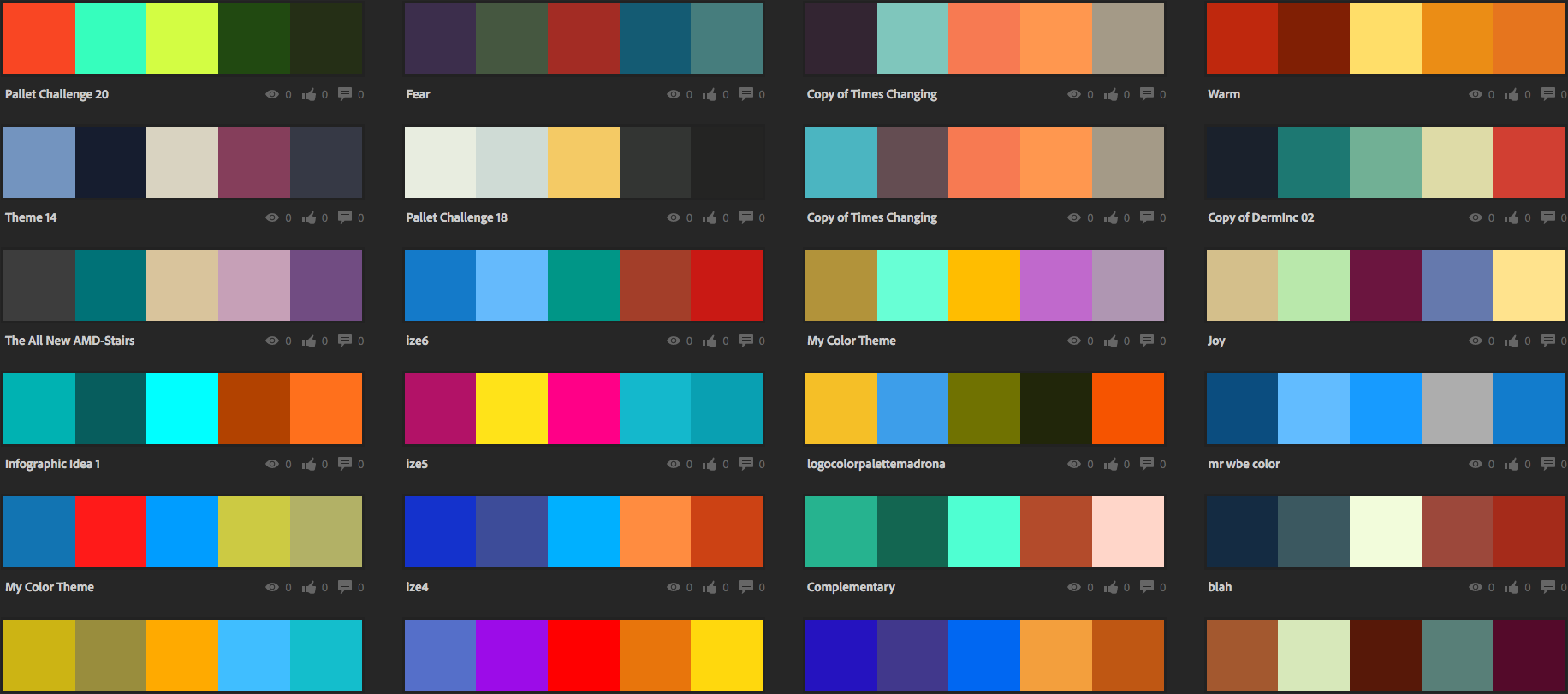 Color palettes created by Adobe Color users