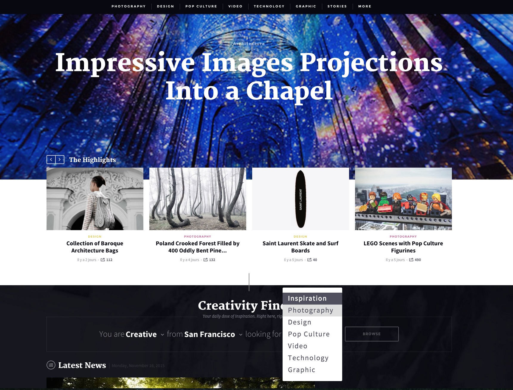 The Fubiz homepage